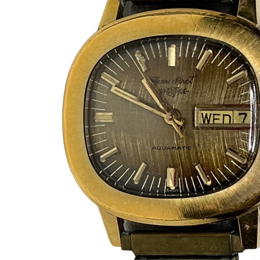 Henri Pirot Aquamatic Wrist Watch Stainless Steel Back Runs
